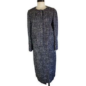 Emerson Rose Blazer Skirt Set Womens Medium Black Parisian Tweed Speckled Zipper